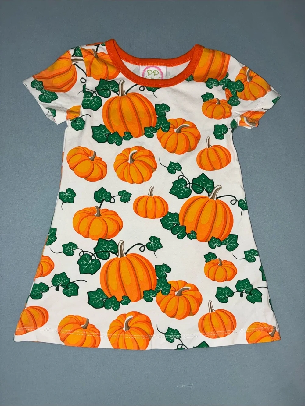 Pumpkin Patch Orange & White Kids Halloween Dress by